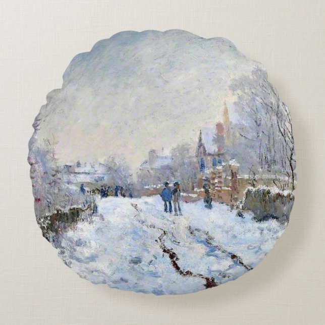 Coussins Ronds Monet - Scène de neige à Argenteuil (Devant)