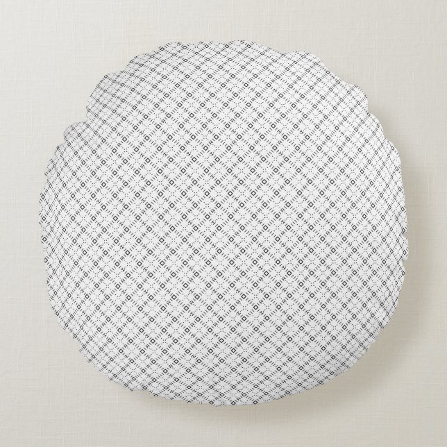 Coussins Ronds Monochrome Geometric Texture|Seamless Diamond Look (Devant)