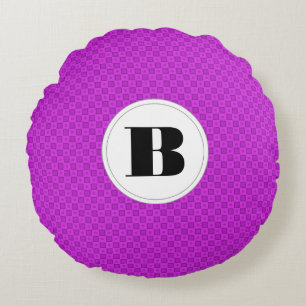 Coussins Ronds Monogramme cercles et carrés sur un motif violet