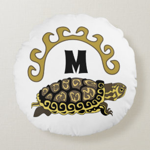 Coussins Ronds Monogramme coloré de la tortue glissante de Cumbe