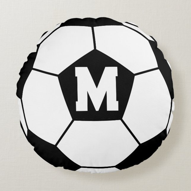 Coussins Ronds Monogramme de balle de football (Devant)