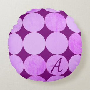 Coussins Ronds Monogramme de cercles violets, magenta et roses