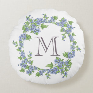 Coussins Ronds Monogramme de couronne florale