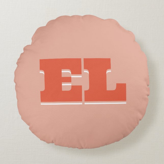 Coussins Ronds Monogramme de dortoir Retro Bold personnalisé (Devant)