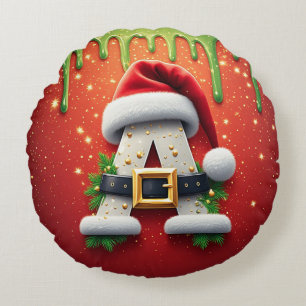 Coussins Ronds Monogramme de Noël A pour les cadeaux d'hiver