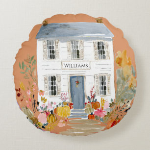 Coussins Ronds Monogramme de porcelaine d'automne agricole