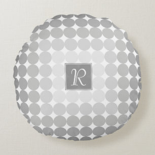 Coussins Ronds Monogramme des cercles gris modernes