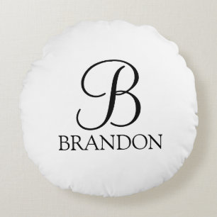 Coussins Ronds Monogramme et nom de script personnalisé classique