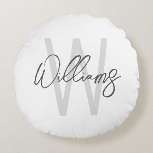 Coussins Ronds Monogramme et nom personnalisés en script moderne