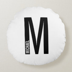 Coussins Ronds Monogramme et nom personnalisés modernes