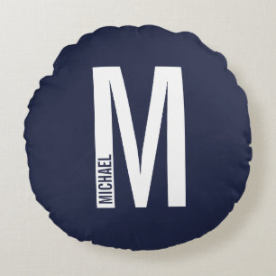 Coussins Ronds Monogramme et nom personnalisés modernes