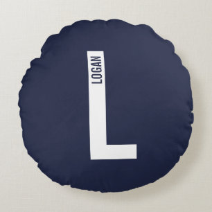Coussins Ronds Monogramme et nom personnalisés modernes