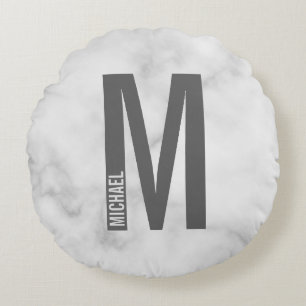 Coussins Ronds Monogramme et nom personnalisés modernes