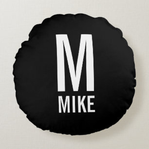 Coussins Ronds Monogramme et nom personnalisés modernes