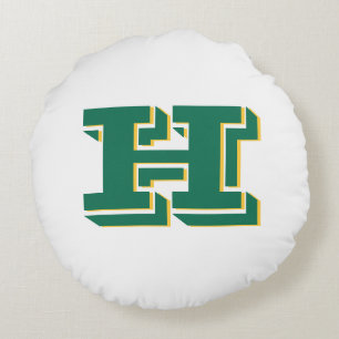 Coussins Ronds Monogramme Initial de Style Universitaire Vert et 