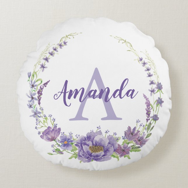 Coussins Ronds Monogramme - lettre A, personnalisé (Devant)