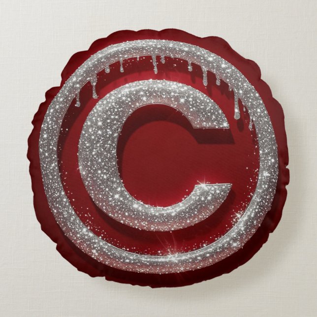 Coussins Ronds Monogramme lettre C pailleté Chrome Drip (Devant)