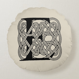 Coussins Ronds Monogramme lettre E Impression de nœud celtique vi