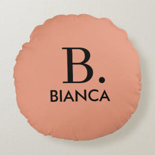 Coussins Ronds monogramme minimaliste rose corail simple