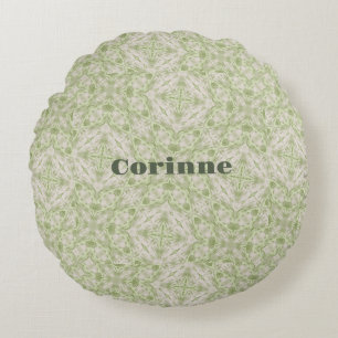 Coussins Ronds Monogramme Nom Sage Green Motif