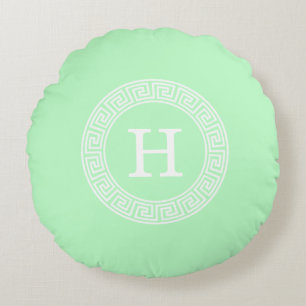 Coussins Ronds Monogramme principal grec blanc en bon état