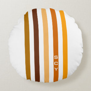 Coussins Ronds Monogramme rayures verticales orange marron clair