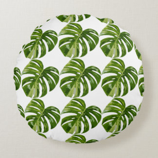 Coussins Ronds Monstera Albo Leaf Pillow — Botanical Home Decor