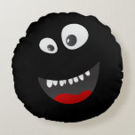 Coussins Ronds Monstre noir très effrayant<br><div class="desc">drôle noir monstre de nouveauté monstre ronde coussin de Ricaso</div>