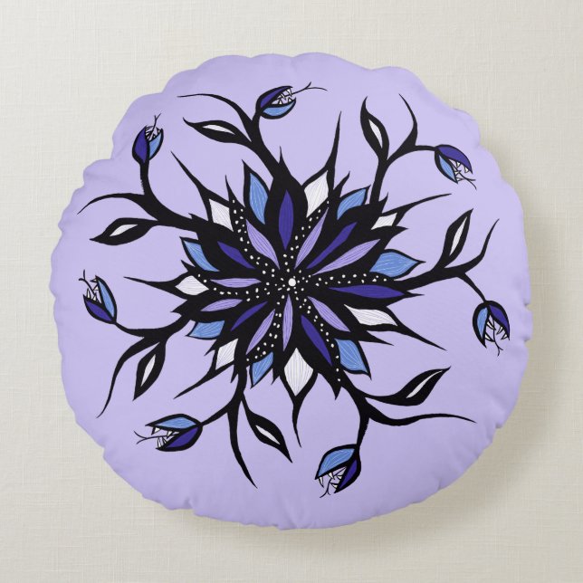 Coussins Ronds Monstres Et Dents De Mandala Floral Gothique (Devant)