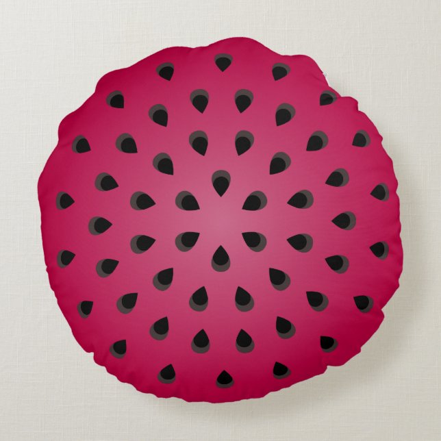 Coussins Ronds Morceau de pastèque rouge avec graines (Dos)