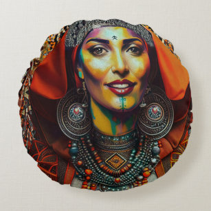 Coussins Ronds Moroccan Amazigh Beauty v1