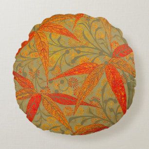 Coussins Ronds Morris & Co. Motif Bamboo Godwin Orange et Sauge