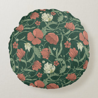 Coussins Ronds Morris Garden Vert & Rouge Floral