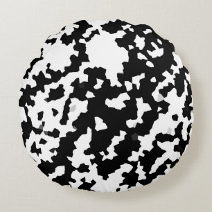 Coussins Ronds Mosaïque abstraite irrégulière Camouflage noir et