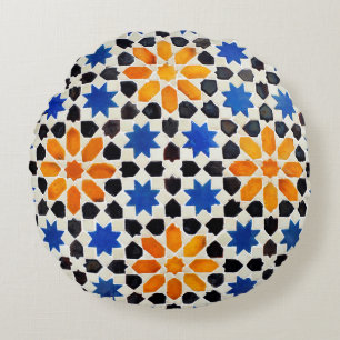 Coussins Ronds mosaïque arabe de carreaux de style marocain, déco