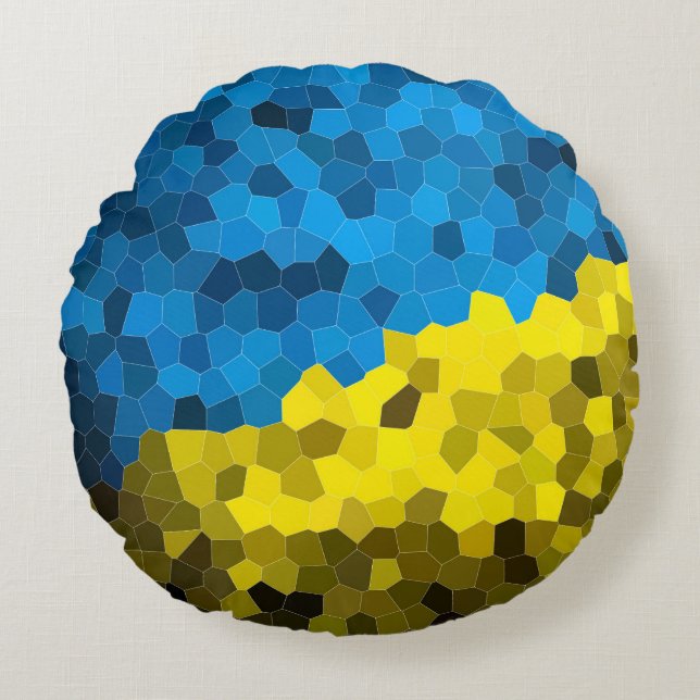 Coussins Ronds mosaïque du drapeau de l'Ukraine (Devant)
