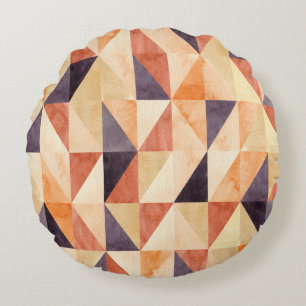 Coussins Ronds Mosaïque triangulaire Aquarelle Motif terrestre