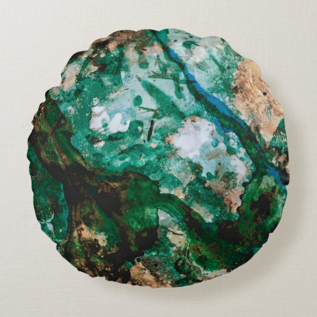 Coussins Ronds Moss Agate Green Crystal Geode Abstract (Devant)