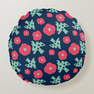 Coussins Ronds motif_7_camellia et oiseau_1