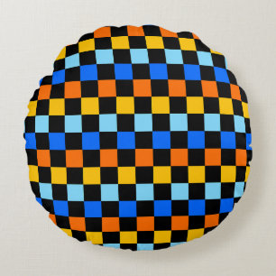 Coussins Ronds Motif à carreaux de feu et de glace