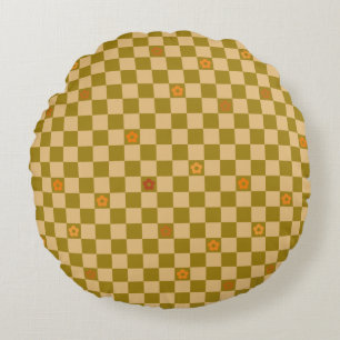 Coussins Ronds Motif à carreaux de fleurs - N° 02