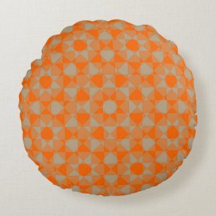 Coussins Ronds Motif à carreaux diamant à carreaux orange taupe