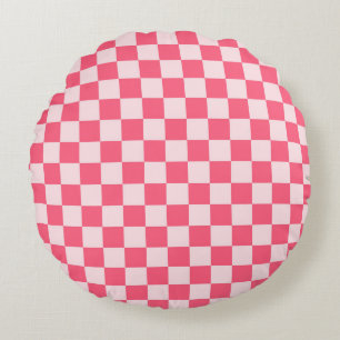 Coussins Ronds Motif à carreaux en sorbet flamant rose