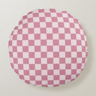 Coussins Ronds Motif à carreaux rose poussiéreux