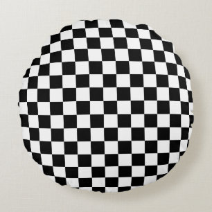Coussins Ronds Motif à damier noir et blanc