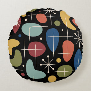 Coussins Ronds Motif à éclats de style moderne du milieu du siècl