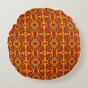 Coussins Ronds Motif à main orange et rouge