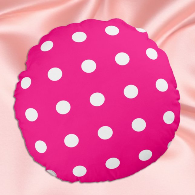 Coussins Ronds Motif à point rose chaud (Créateur téléchargé)