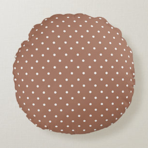 Coussins Ronds Motif à pois brun moyen uni