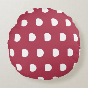 Coussins Ronds Motif à pois géométriques rose profond blanc
